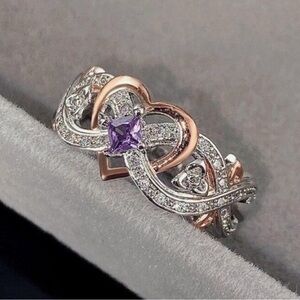 ELSA WHITE FLOWER PRINCESS CUT BRIDAL WEDDING RING
